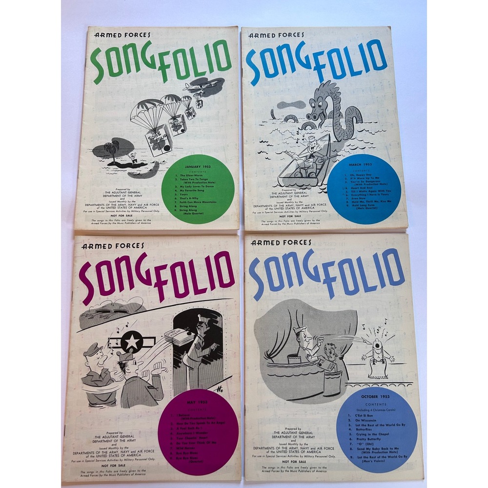 Armed Forces Song Folio Lot 1953 Four Issues January March May October